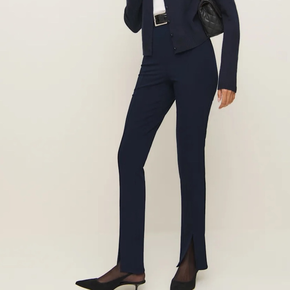Navy Slim High Rise Pants